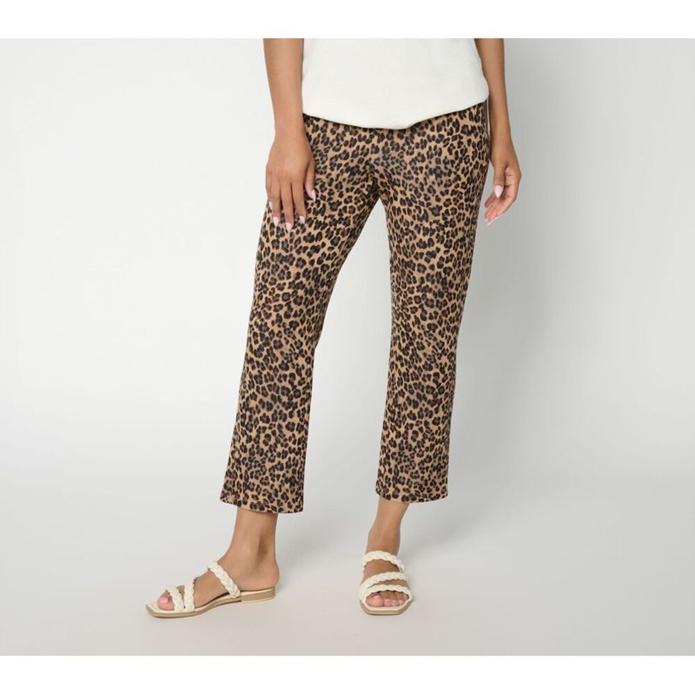 Belle by Kim Gravel Women's Pants Sz M Tall ScubaLuxe Pocket Crop Brown
